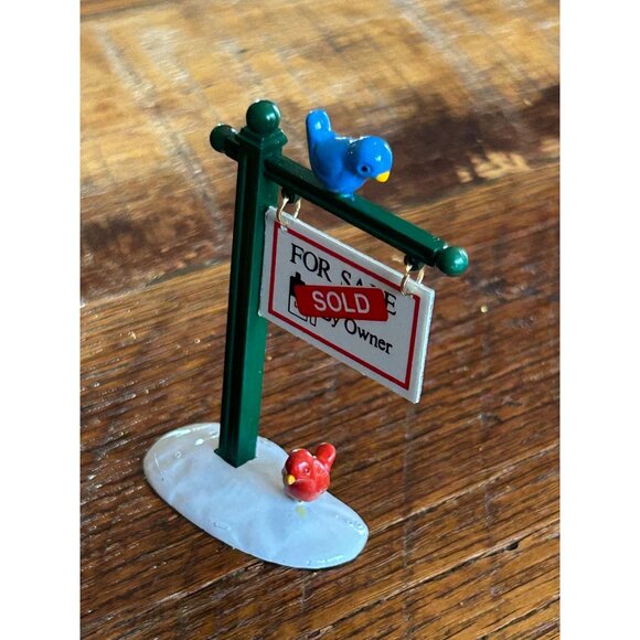 Vintage Dept 56 Real Estate Sign W/ Birds Village Accessory - Picture 3 of 7